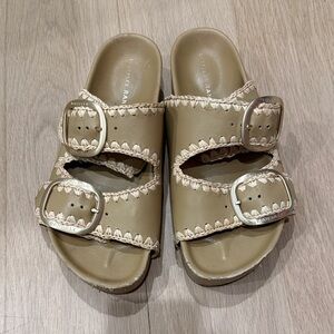 Loeffler Randall Tan Woven Strap Sandals